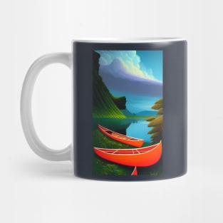 Lake with canoes Mug